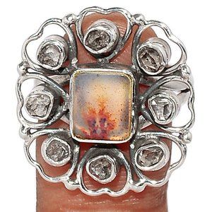 Dendritic Agate and Sterling Ring Sz 8